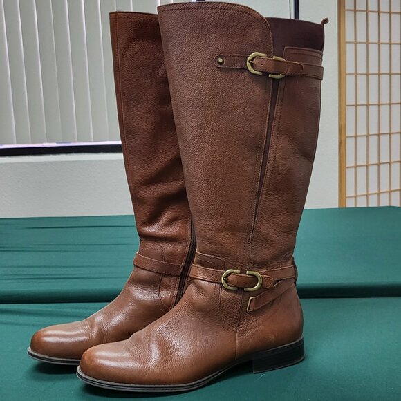 Naturalizer N5 Comfort Jennings leather wide calf tall knee-high boots size 10 - Picture 1 of 10